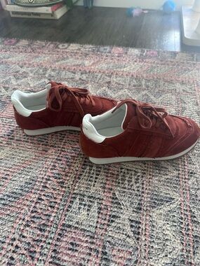 Charlotte Stone Women's Suede Sneakers in Rust Red